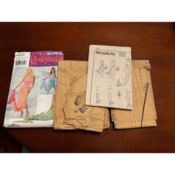Simplicity Costumes 4043 Sewing Pattern Mermaid Dresses Size A 2-16 Vintage - Picture 3 of 3